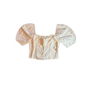 Elodie NWT Elegant Cream Puff Sleeve Cropped Top